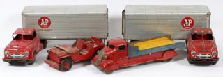 Appraisal: MARX PRESSED METAL TOY TRUCKS AND JEEP C MARX PRESSED