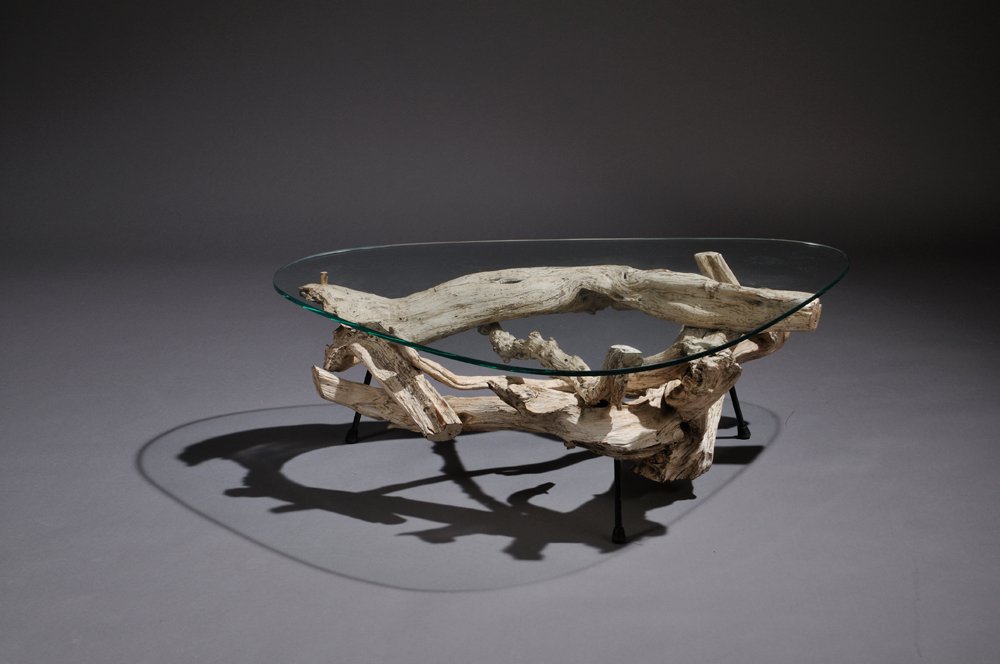 Appraisal: Decorative Natural-form Coffee Table Glass painted wood and metal Amoeba-form