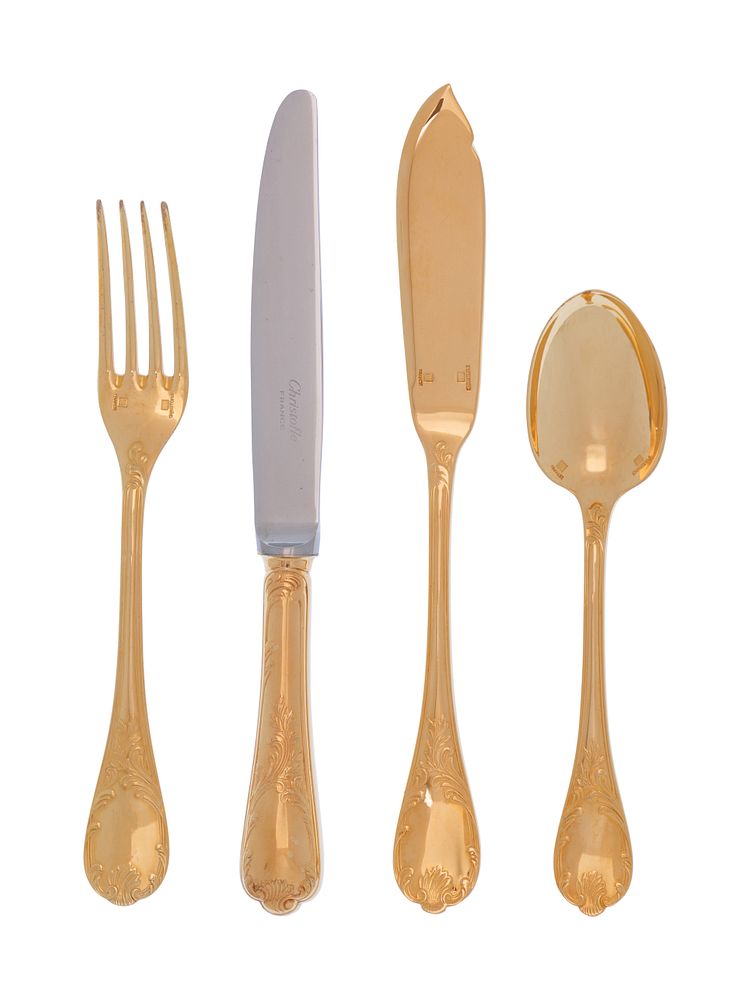 Appraisal: A Christofle Gold-Plated Flatware Service A Christofle Gold-Plated Flatware Service