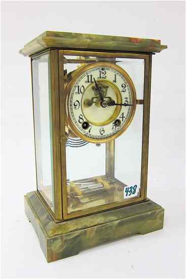 Appraisal: CRYSTAL REGULATOR MANTEL CLOCK New Haven Clock Co New Haven