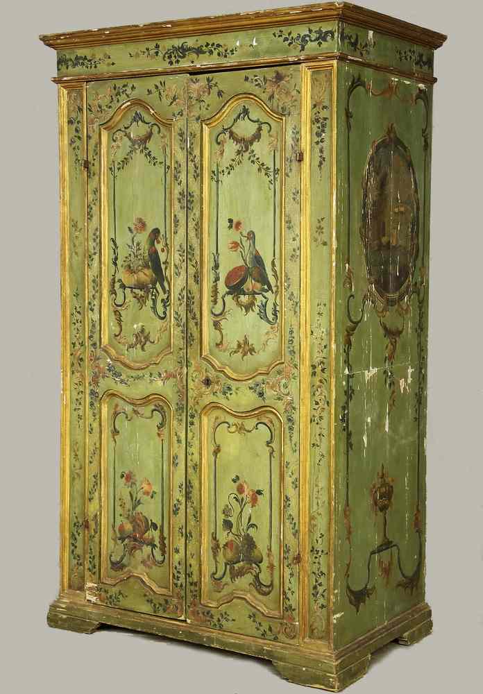 Appraisal: CONTINENTAL PAINTED ARMOIRE - th c European Paint Decorated Armoire