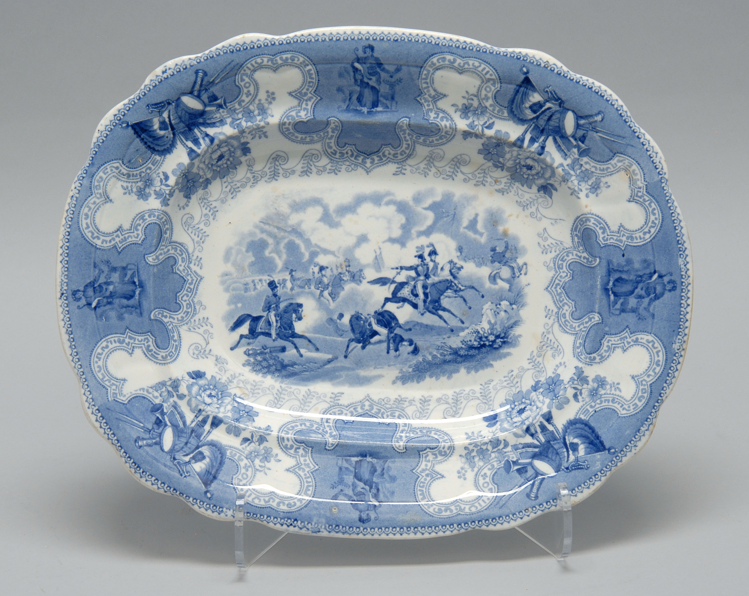 Appraisal: MID- TH CENTURY BLUE AND WHITE STAFFORDSHIRE PLATTER in the