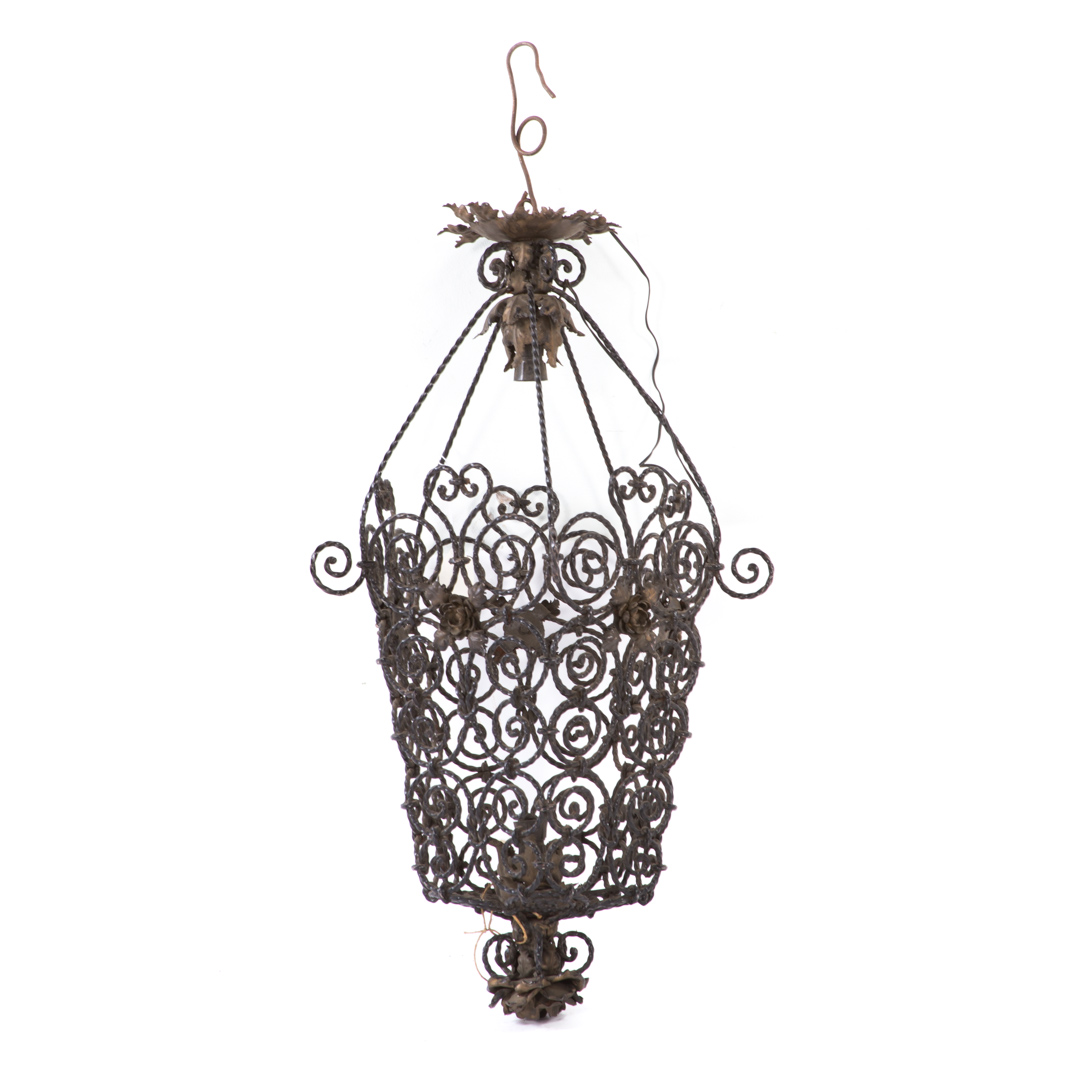 Appraisal: Arts and Crafts twisted wire hanging light fixture th century