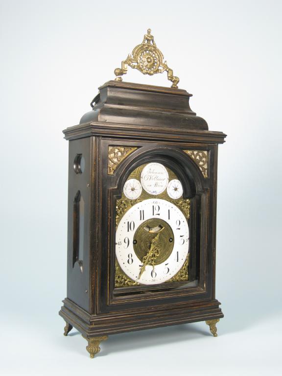 Appraisal: A hour German Bracket Clock the enamelled dial signed JOHANN