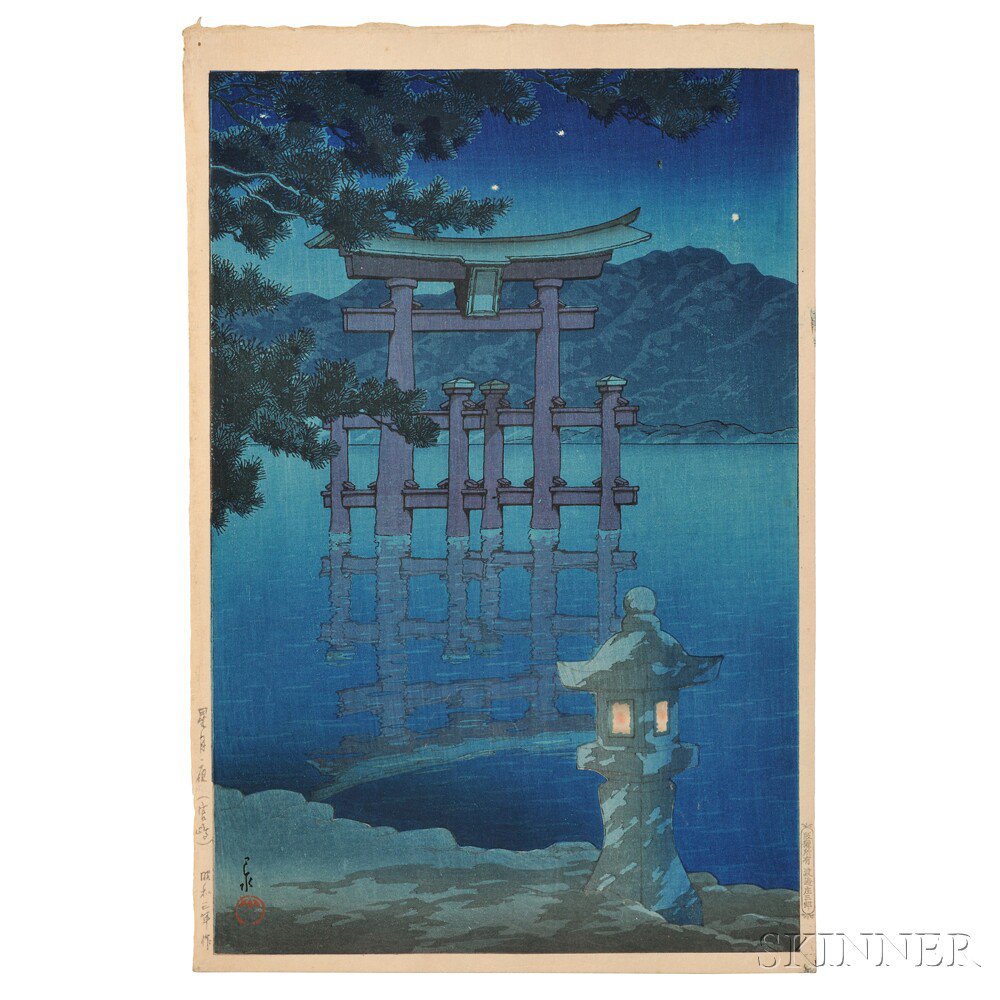 Appraisal: Kawase Hasui - Starlit Night at Miyajima Japan color woodblock