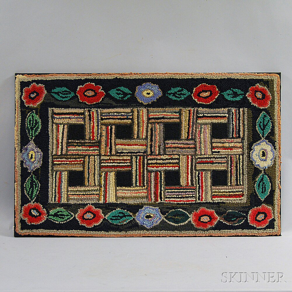 Appraisal: Wool and Cotton Hooked Rug America early th century rectangular