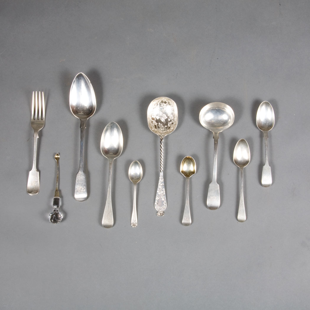 Appraisal: Group of English Silver Flatware th th Century Total approximately