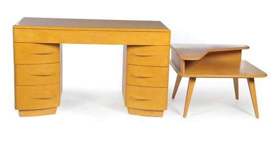 Appraisal: MODERN DESK AND TABLE Heywood Wakefield Massachusetts th century maple