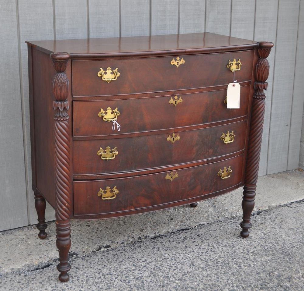 Appraisal: Salem Sheraton Carved Mahogany Swell Front Chest in the manner