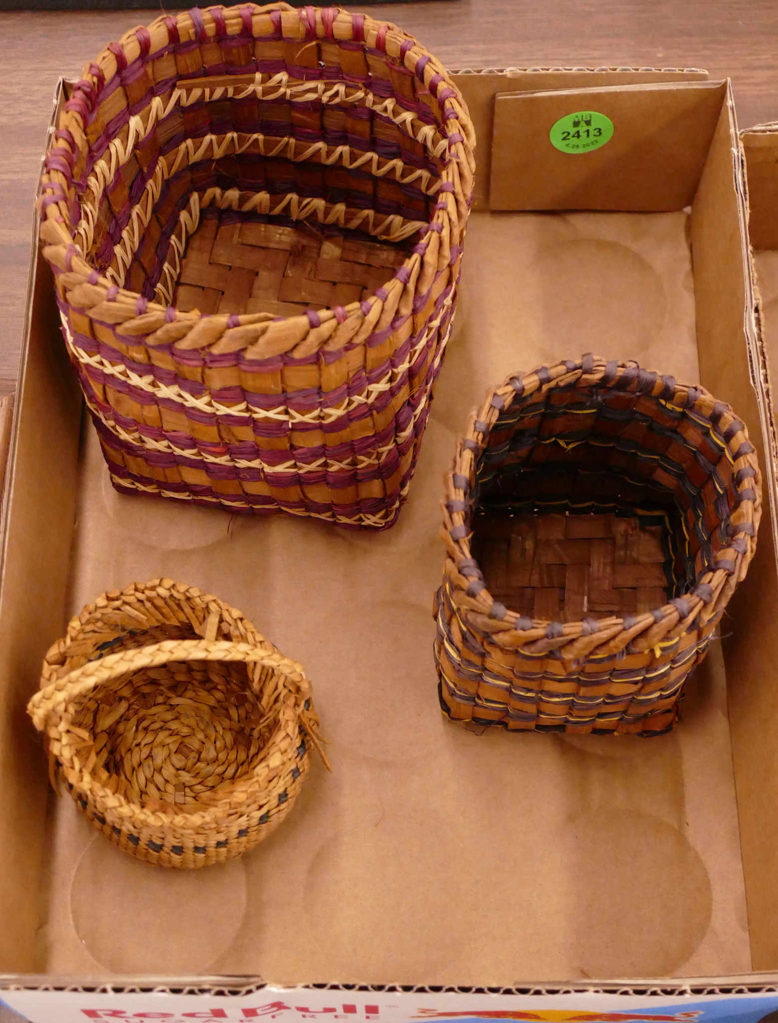 Appraisal: Box pc NW Coast Bark Baskets- largest ''