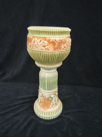 Appraisal: Roseville Pottery Donatello Jardiniere Pedestal diameter pot overall tall