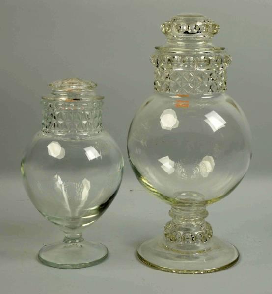 Appraisal: Lot Of Glass Candy Jars These two jars have no