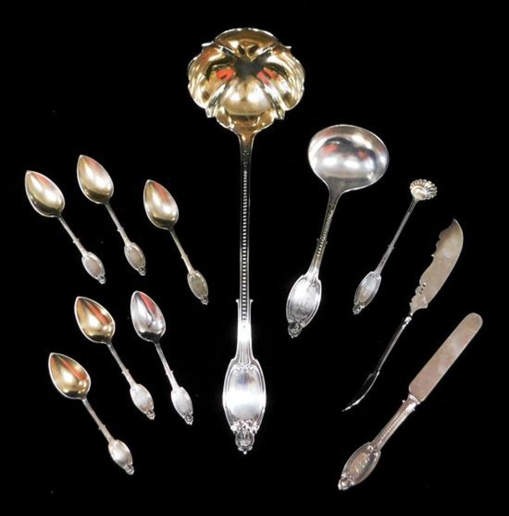 Appraisal: SILVER Eleven pieces Albert and Coles medallion flatware and servingware