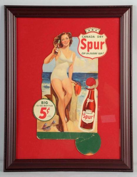 Appraisal: Cardboard Spur Bottle Display Description s Framed under glass Features