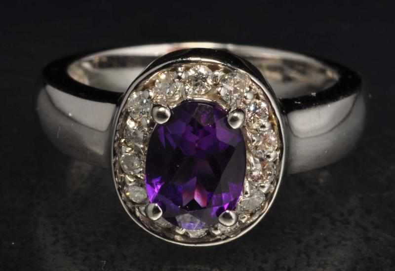 Appraisal: K W Gold Diamond Amethyst Ring Description Diamonds ctw Amethyst