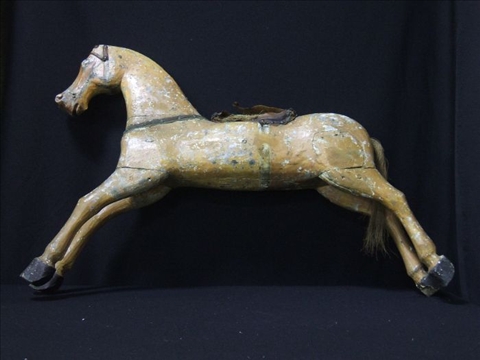 Appraisal: VINTAGE FOLK ART CORAL PAINTED HORSE h w in