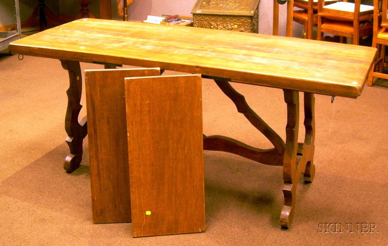 Appraisal: Pair of Provincial Iberian-style Hardwood Tables approx ht lg wd