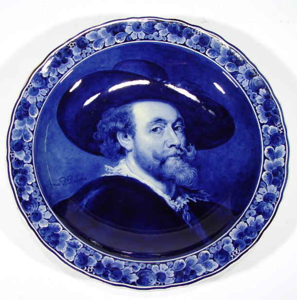 Appraisal: Delft pottery charger decorated with a portrait of a male