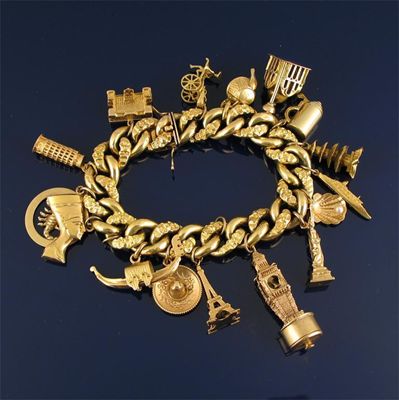 Appraisal: An ct gold charm bracelet the curb bracelet with alternate