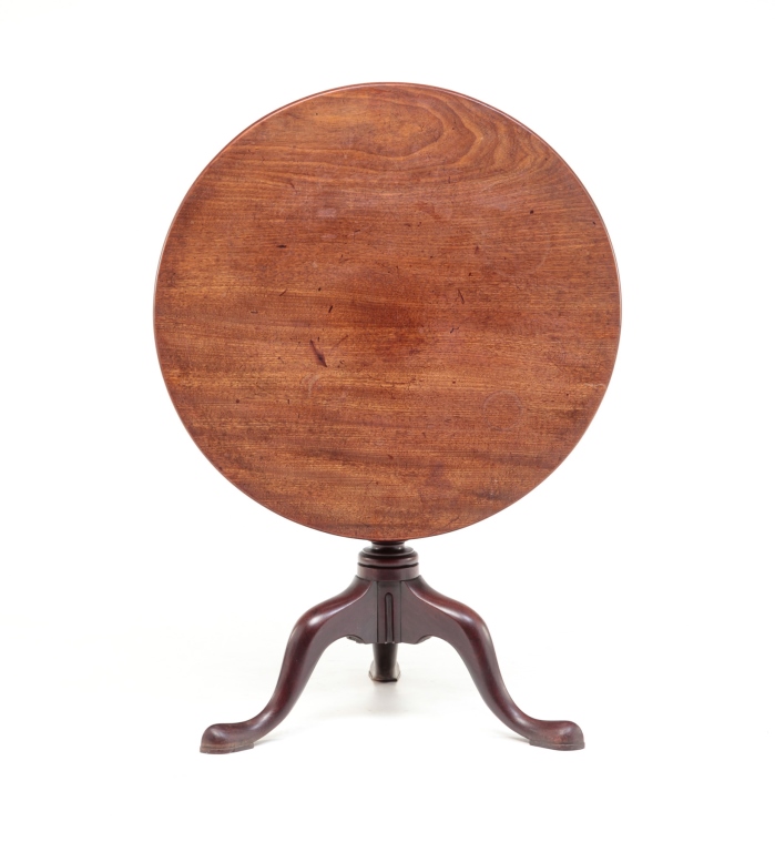 Appraisal: Third quarter th century mahogany with red oak secondary Tilt-top