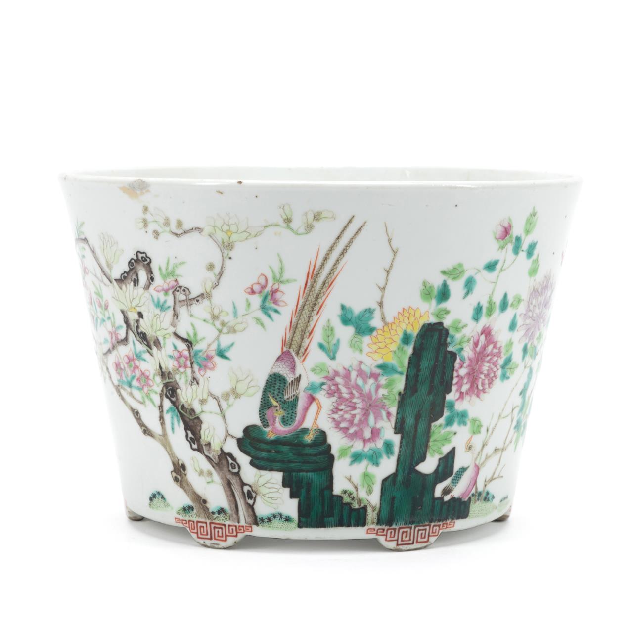 Appraisal: CHINESE FAMILLE ROSE JARDINIERE Chinese Famille Rose jardiniere of tapering