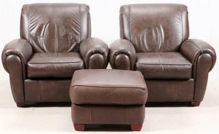 Appraisal: SEALY FURNITURE LEATHER OTTOMAN AND CHAIRS PIECES SEALY FURNITURE LEATHER