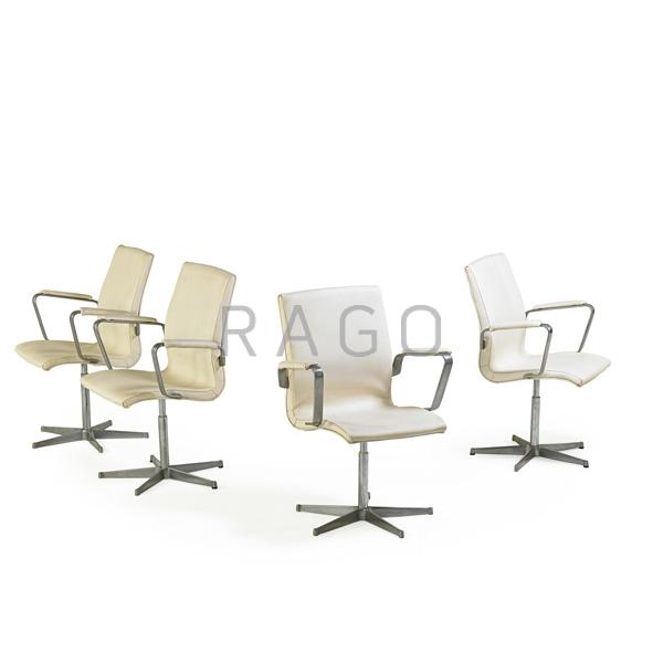 Appraisal: ARNE JACOBSEN FRITZ HANSEN Four Oxford chairs Condition Report Light