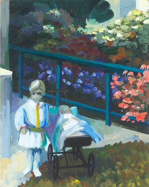 Appraisal: James Weeks American - Two Children in a Garden signed