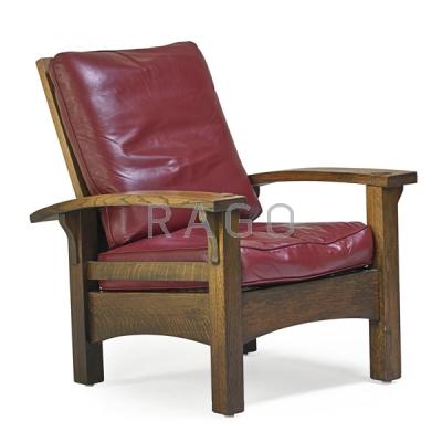 Appraisal: GUSTAV STICKLEY Bow Arm Morris chair Condition Report