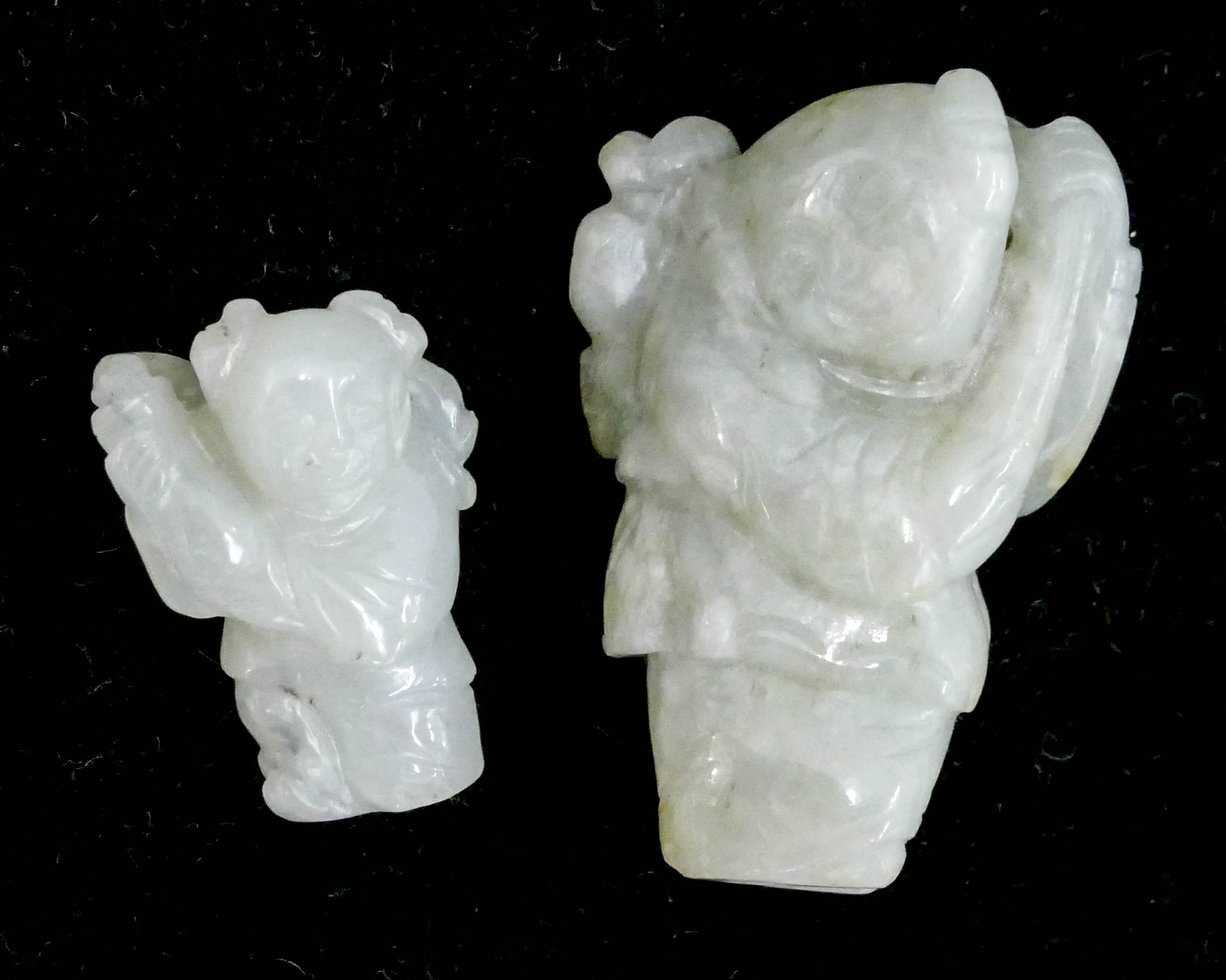 Appraisal: pc Chinese Qing Jade Boy Small Carvings '' and ''