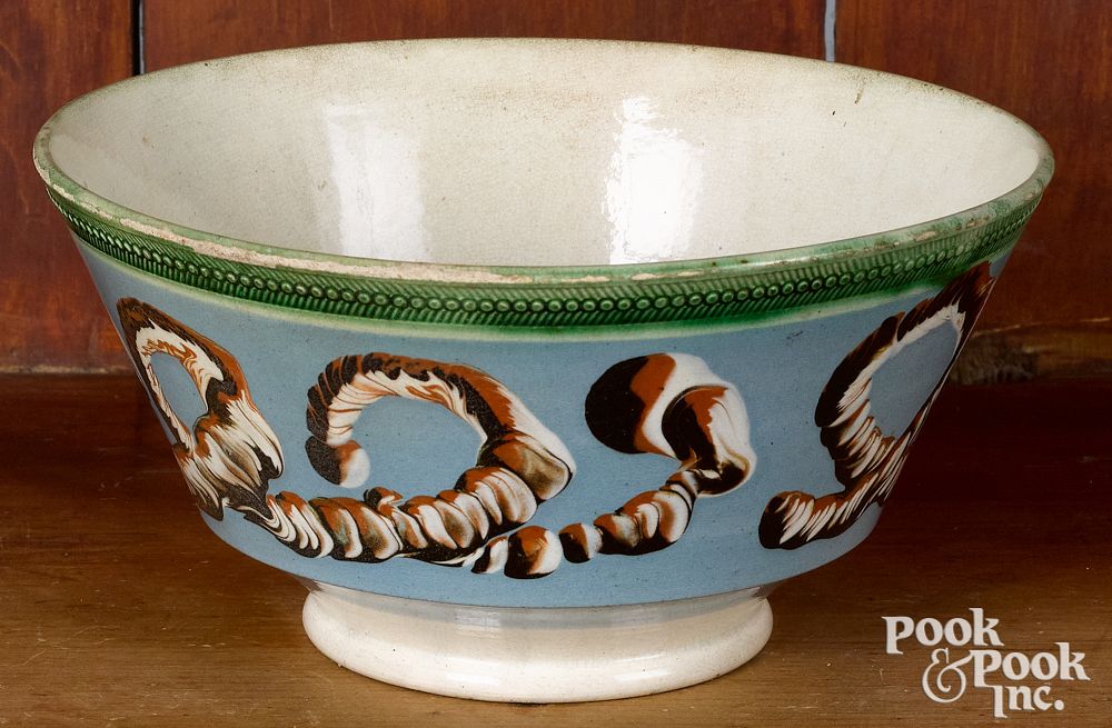 Appraisal: Mocha bowl with earthworm decoration Mocha bowl with earthworm decoration