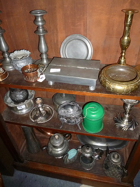 Appraisal: A GROUP OF ANTIQUE PEWTER silver plate and metalware to