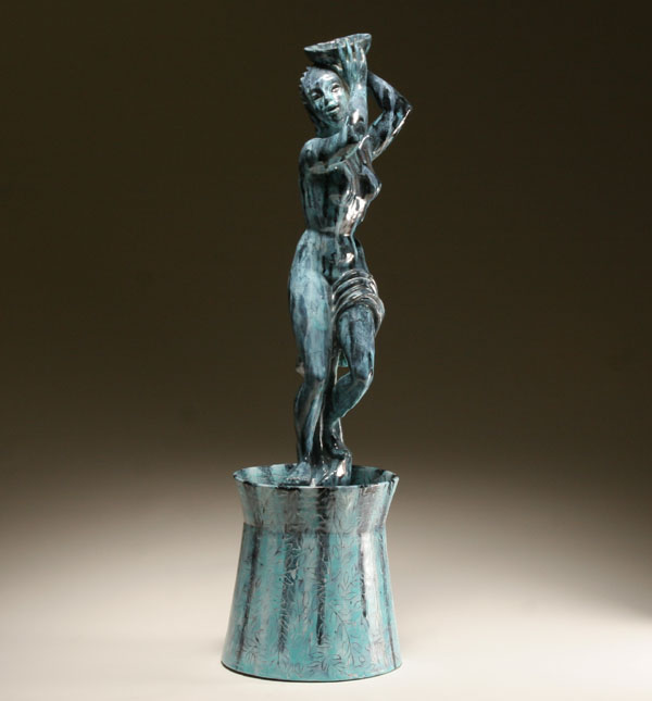 Appraisal: San Polo attributed Italian art pottery figural fountain in the