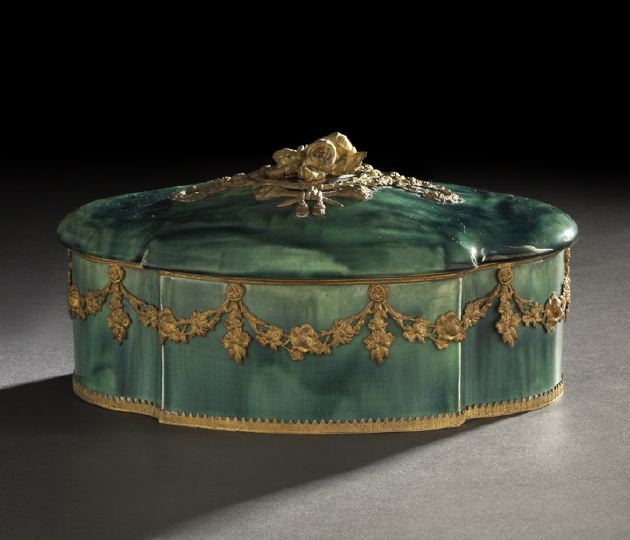 Appraisal: Large and Attractive French Gilt-Brass-Mounted Porcelain Jewel Casket ca in