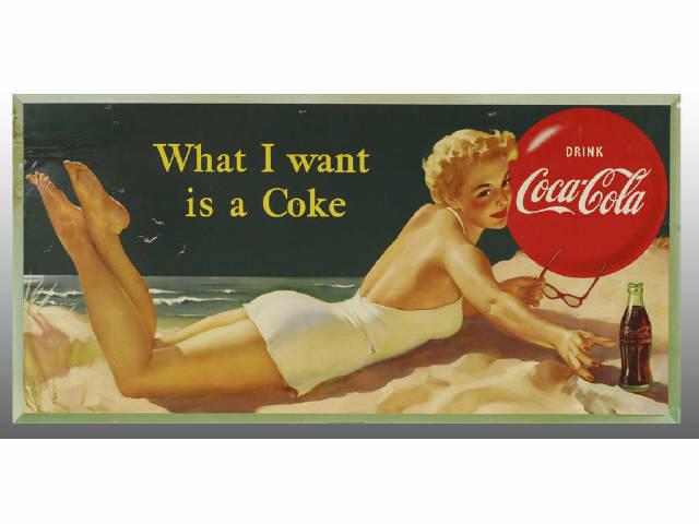 Appraisal: Large Horizontal Coca-Cola Cardboard Poster Description Slightly warped Some stains