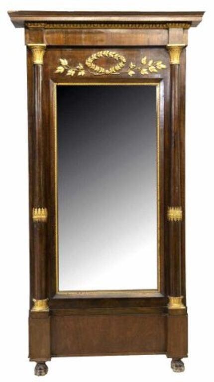 Appraisal: Monumental French Empire style pier mirror th c mahogany frame