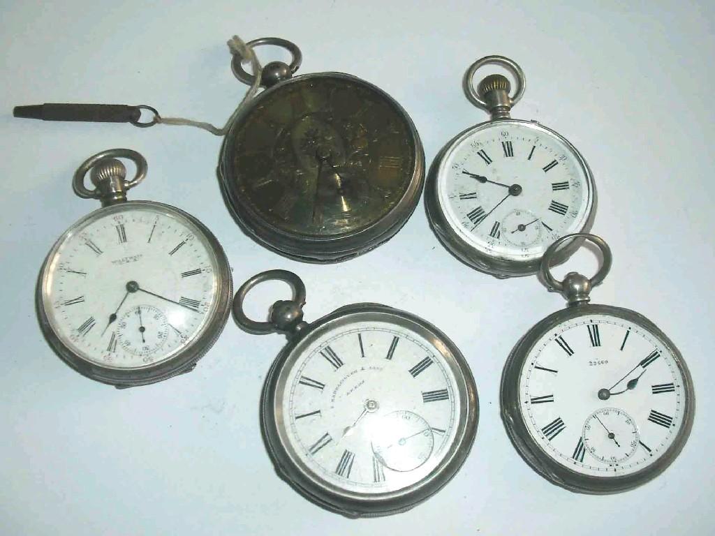 Appraisal: Silver pair cased fusee lever pocket watch hallmarked Chester the