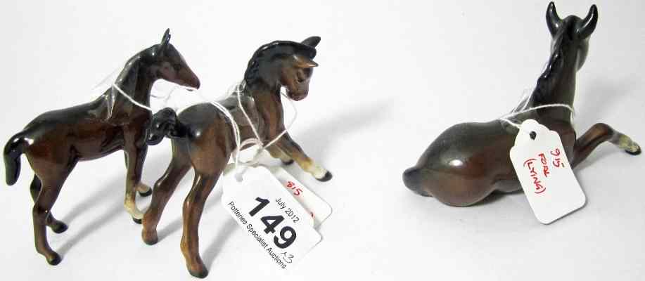 Appraisal: Beswick Foal Lying Foal Stretching restored and Small Thoroughbred chipped