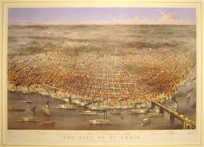 Appraisal: piece American Bird's-Eye City View Hand-Colored Lithograph Currier N Ives