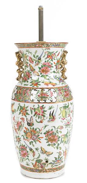 Appraisal: A Chinese famille rose porcelain baluster vase now as a