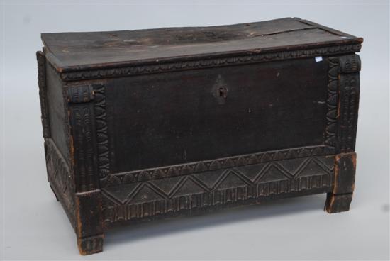 Appraisal: CASSONE A early carved continental lift top cassone X X