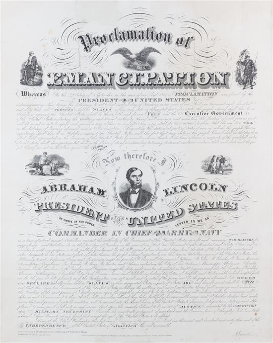 Appraisal: Sale Lot LINCOLN ABRAHAM A KIDDER Proclamation of Emancipation by