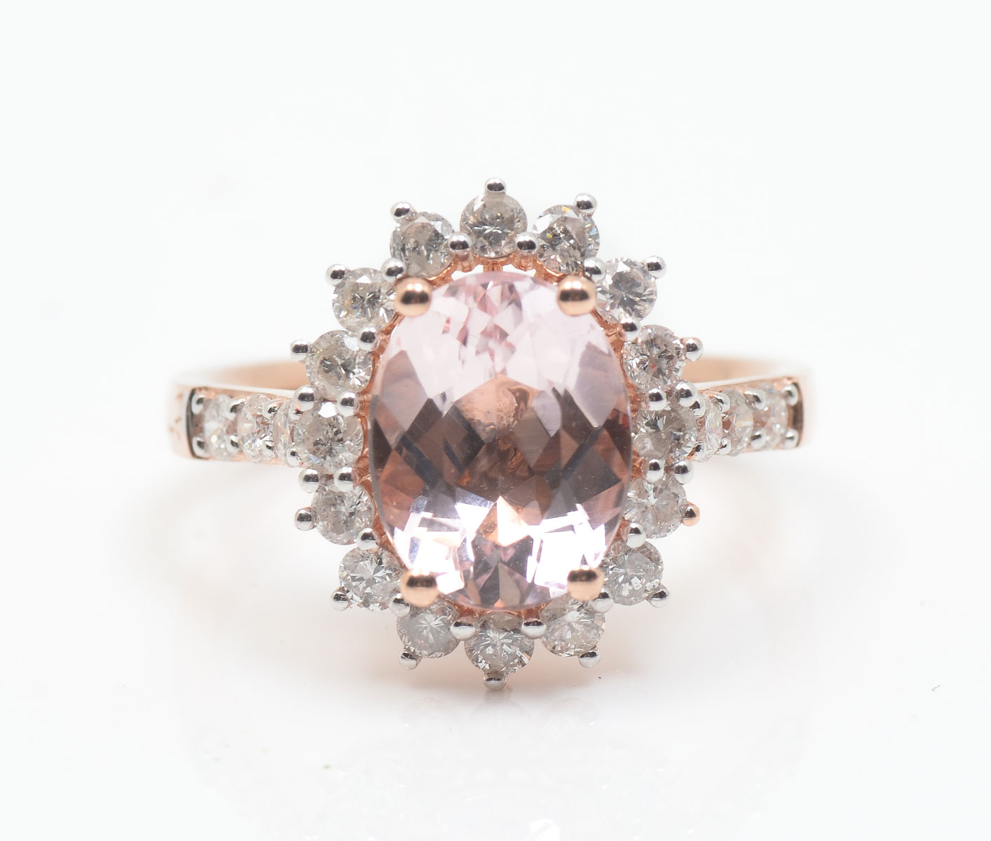 Appraisal: CUSTOM K ROSE GOLD MORGANITE DIAMOND RING CT morganite ring