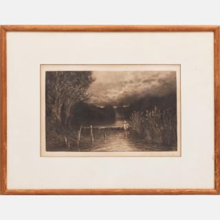 Appraisal: Francis Seymour-Haden - Grayling Fishing Mezzotint and drypoint etching on