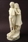 Appraisal: MARBLE SCULPTURE - Young Girl and Boy Crossing Stream on