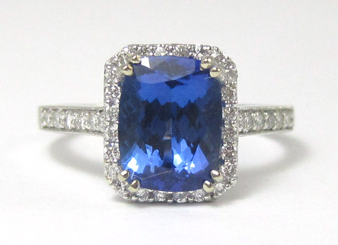 Appraisal: TANZANITE DIAMOND AND FOURTEEN KARAT WHITE GOLD RING with appraisal