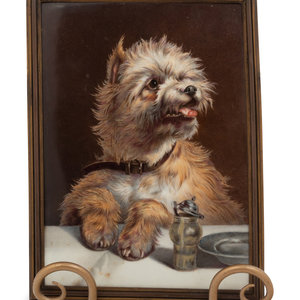 Appraisal: A Vienna Painted Porcelain Plaque Depicting a Terrier th Century