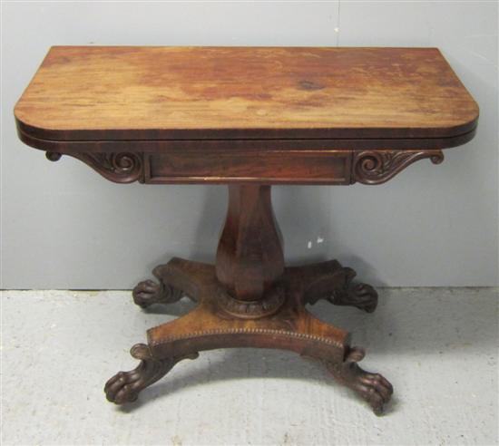 Appraisal: th century mahogany folding tea table on bulbous support to