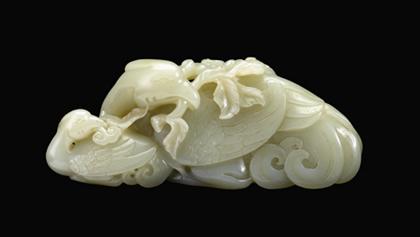 Appraisal: Chinese celadon jade phoenix grouping late qing or republic period