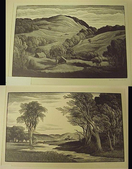 Appraisal: Thomas Nason American - two wood engravings New England Stream